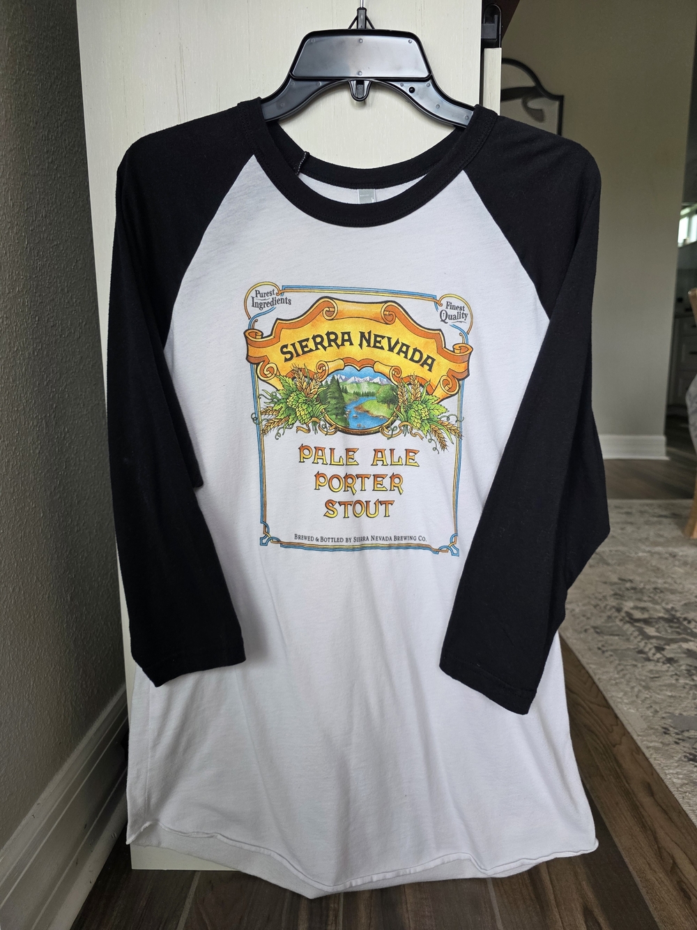 Sierra Nevada Graphic Raglan Tee with Black Ribbed Collar